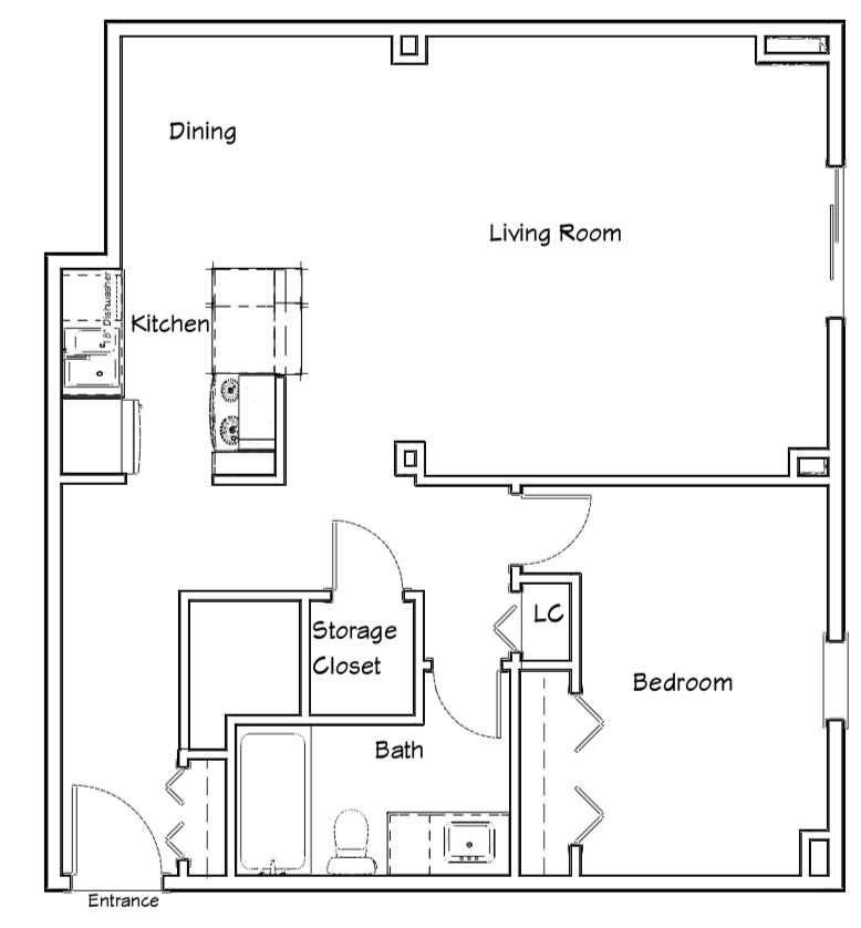 Avalon Apartments 1 bedroom + 1 bathroom apartment floor plan in Edmonton, AB
